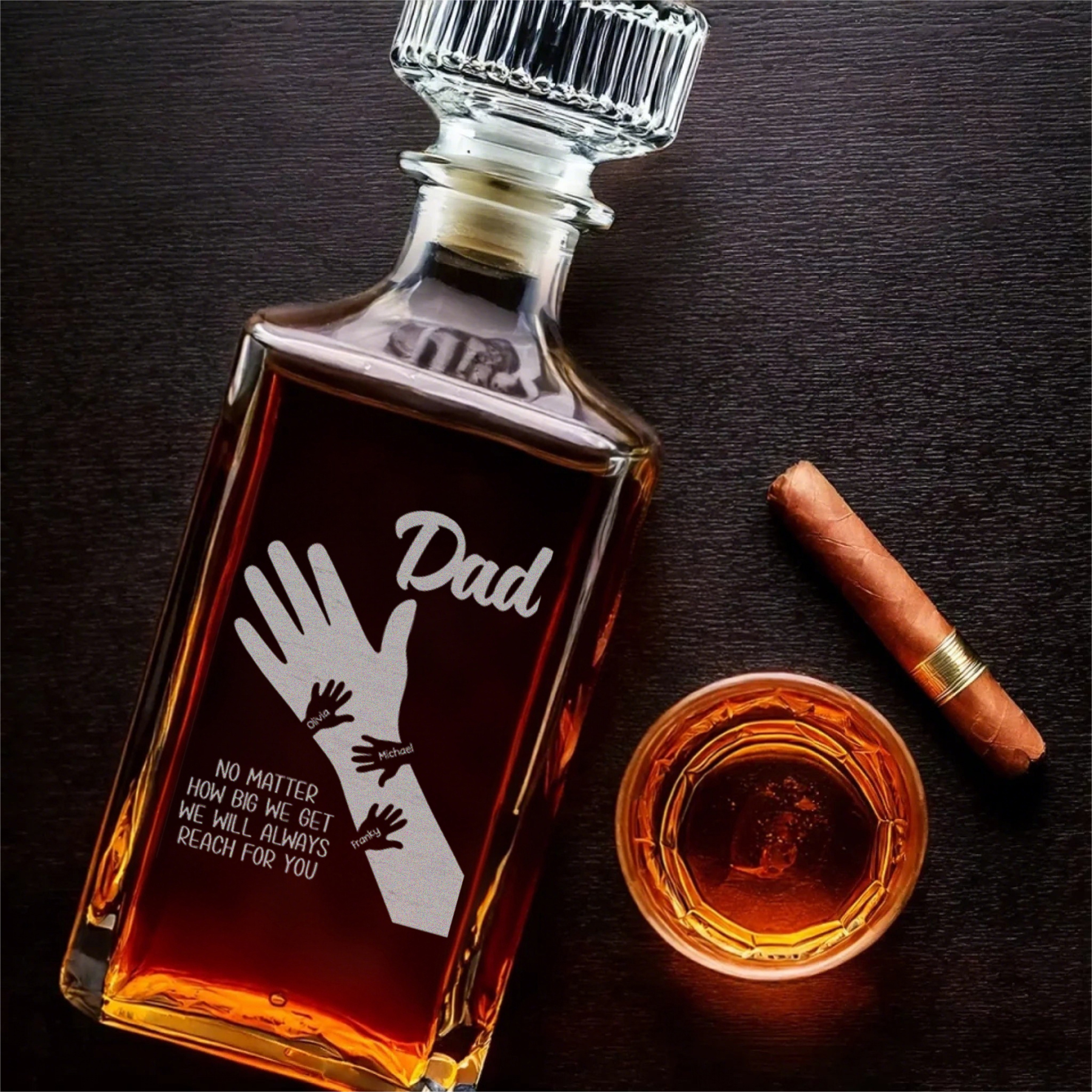 Personalized 'dad's Strong Arms' Whiskey Bottle With Kids' Names - Father's Day Gift