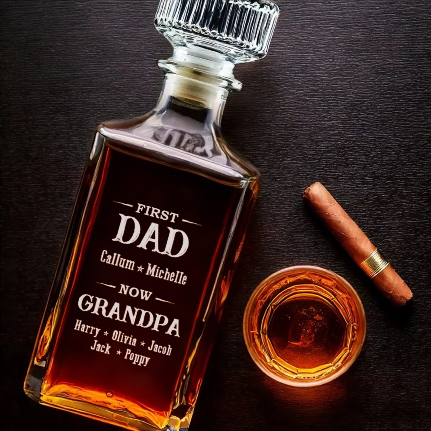 Customized Dad Before Grandpa Whiskey Bottle, Father's Day Gift With Child's Name