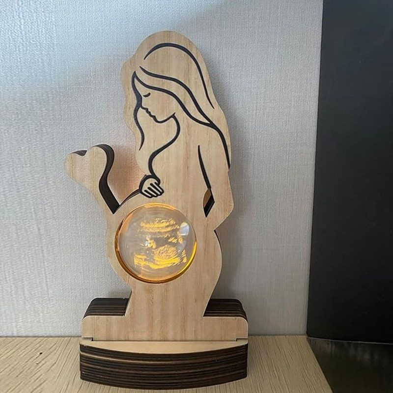 Customized Baby B-Ultrasound Photo 3d Crystal Ball Light Photo Frame Sign, Expecting Mom Gift For Pregnant Friend