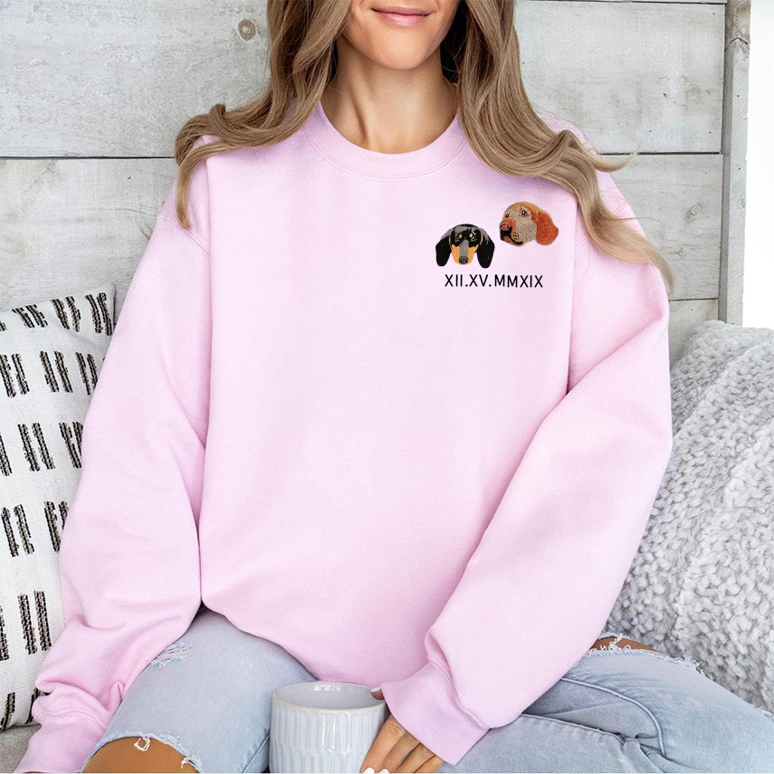 Personalized Embroidered Pet Roman Numeral Sweatshirt