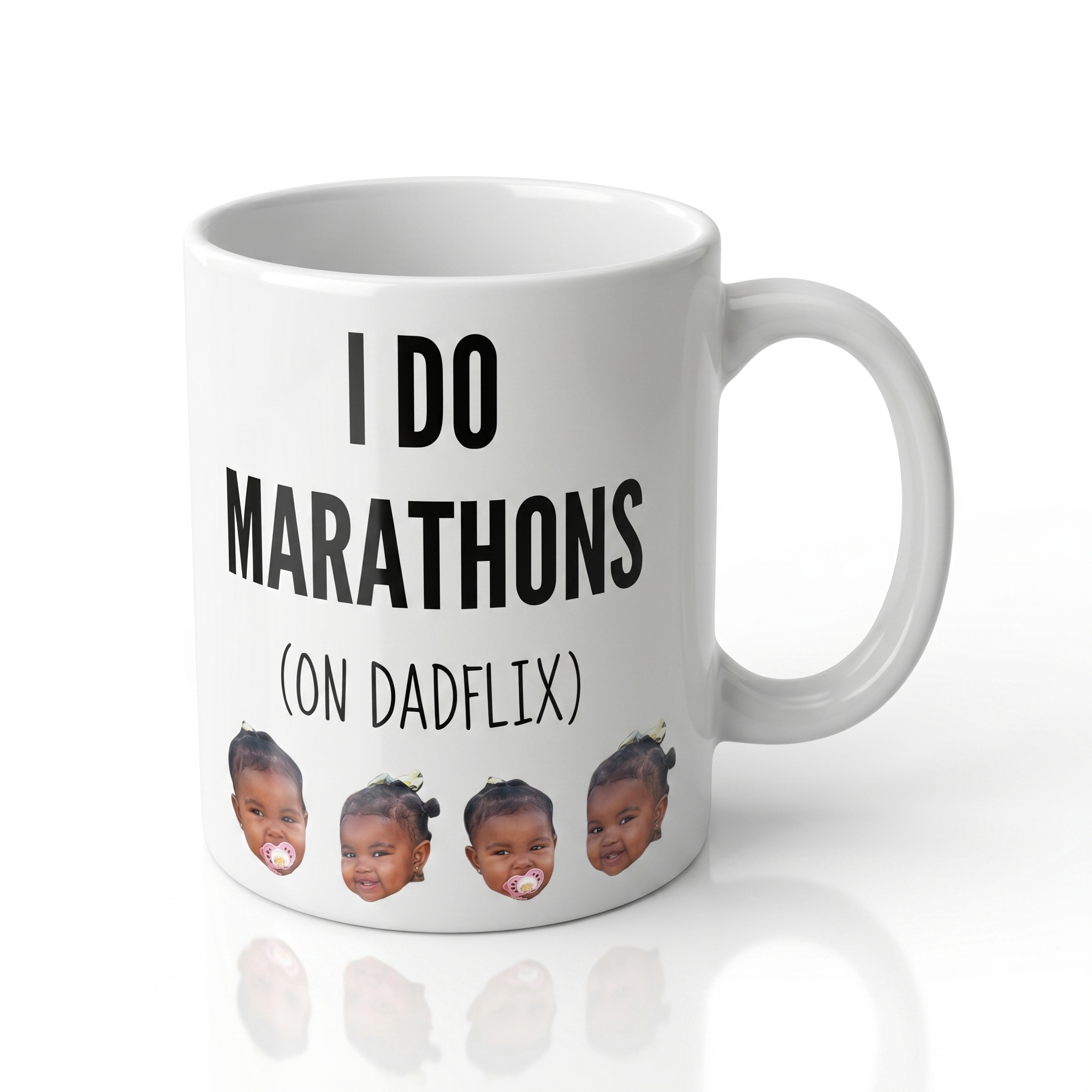 Dadflix Marathon Mug with Custom Kid Photos - Funny Father's Day Gift for Dad