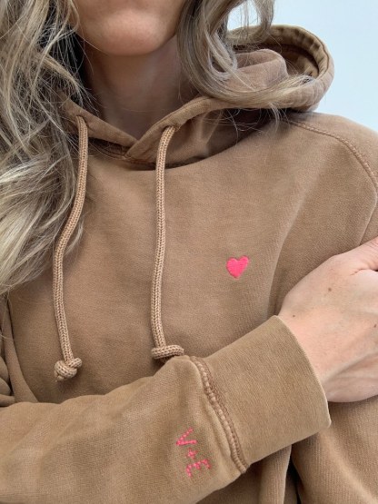 Heart with Initials on Sleeve Hooded Sweatshirt, Personalized Hoodie, Engagement Gift, Initials on Sleeve, Mother's Day Gift