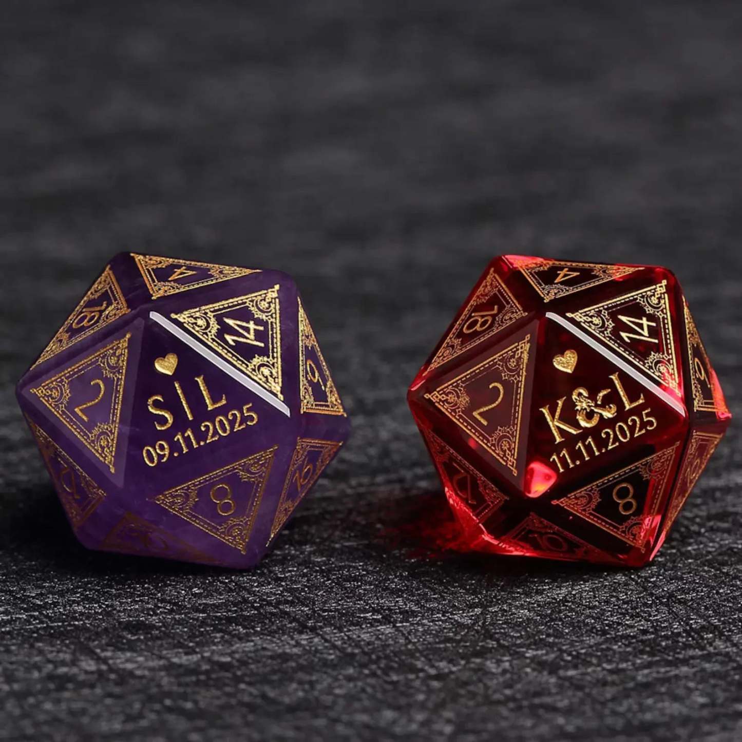 Custom Anniversary D20 Dice, Personalized Gift