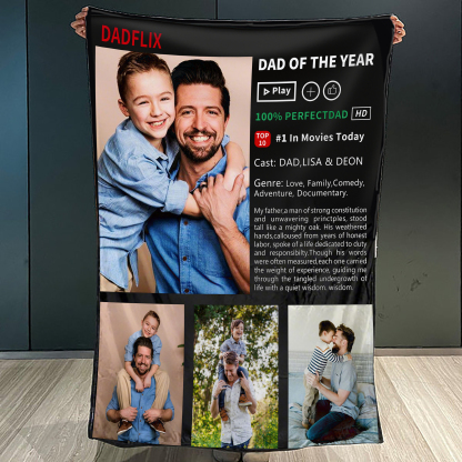 Custom Movie Photo Blanket, Best Dad Father's Day Gift Ever, Dadflix