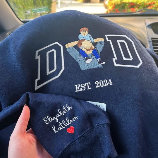 Custom Photo Embroidered Sweatshirt & T-Shirt for DAD, PAPA