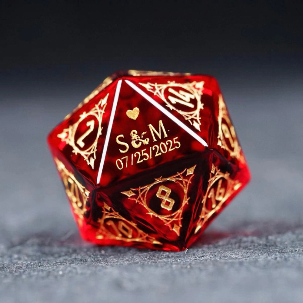 Custom Anniversary D20 Dice, Personalized Gift