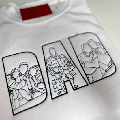 Custom Photo Outline Embroidered Sweatshirt – Personalized Mom, Dad, or Nickname Sweatshirt