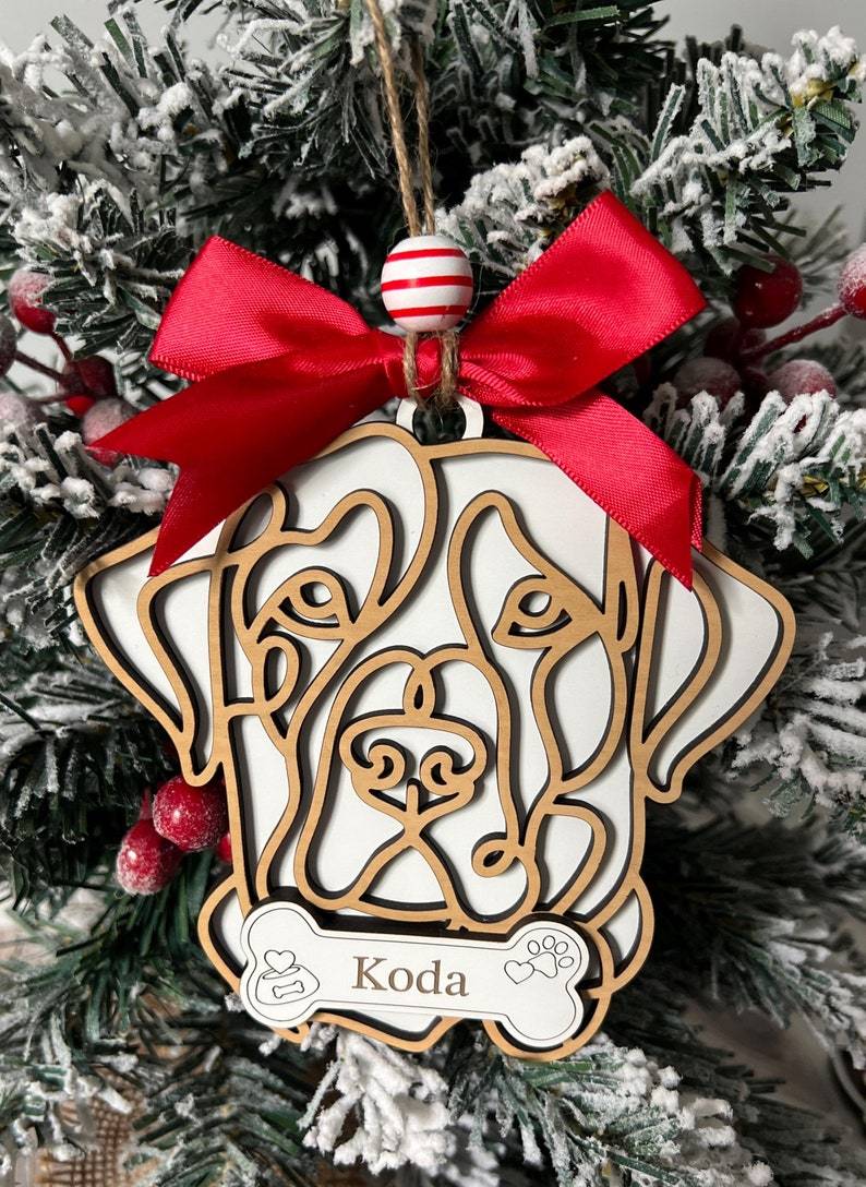 Personalized Line Drawing Pet Portrait Christmas Ornament