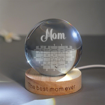 Customized Mom Puzzle Crystal Ball Night Light Mother's Day Gift For Mom