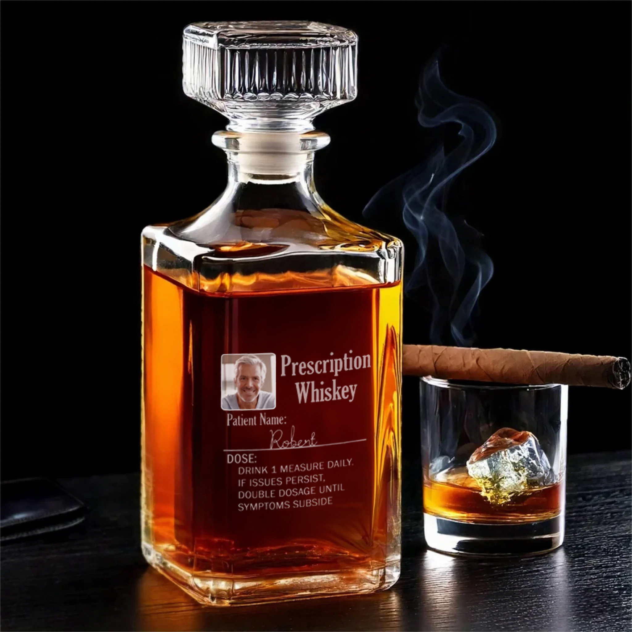 Custom Prescription Whiskey Bottle - Funny Dad' Personalized Gift with Photo & Name