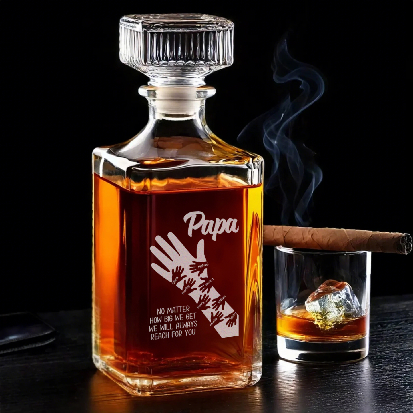 Personalized 'dad's Strong Arms' Whiskey Bottle With Kids' Names - Father's Day Gift