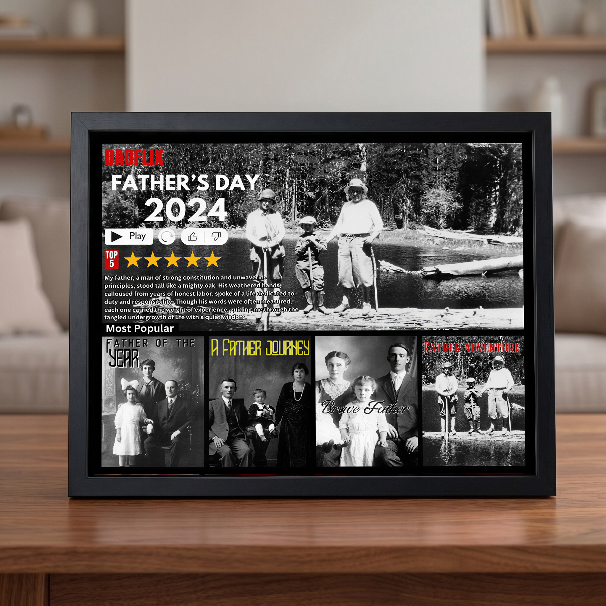 Customized Dadflix Movie Photo Collage, For Father's Day Gifts