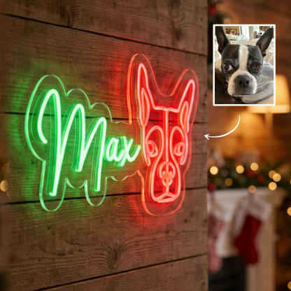 Customized Pet Photos And Names Led Neon Christmas Art Wall Decoration For Bedroom