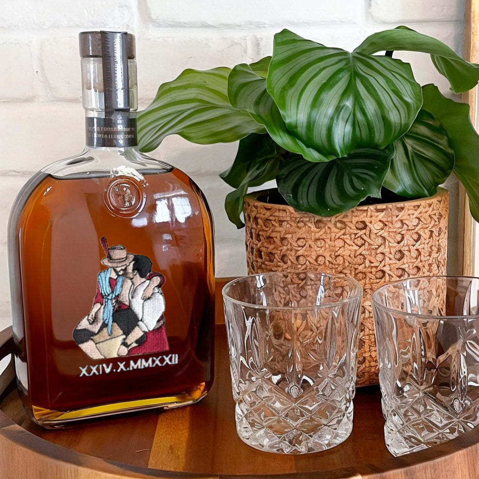Personalized Engraved Couple Portrait Whiskey Bottles