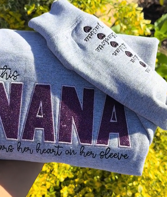 Custom Embroidered Applique Glitter Sweatshirt For Mom