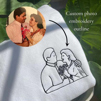 Custom Embroidered Sweatshirt Portrait Couple Family Gift (2 for Couples Free Shipping)
