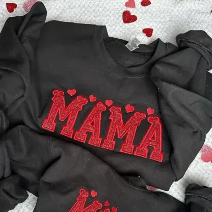 Custom Hearts Glitter Embroidered Nickname Applique Sweatshirt
