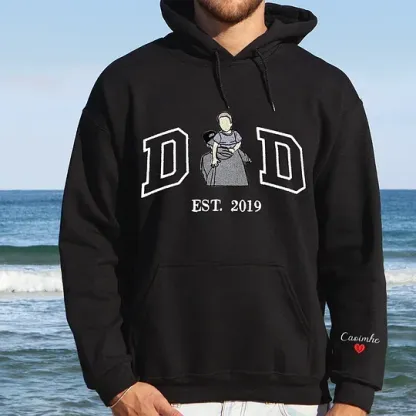 Custom Mom Dad Photo Embroidery sweatshirt, Custom Varsity Embroidered T-shirt, Gift For Mom, Dad