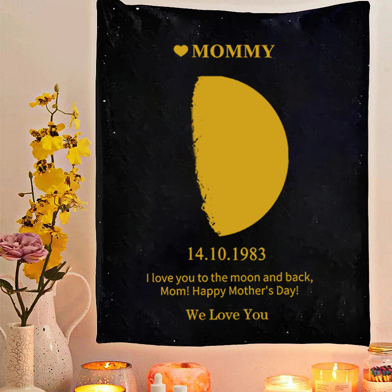 Custom Your Own Moon Phase Blankets Gift for Mom - Mother's Day Gift