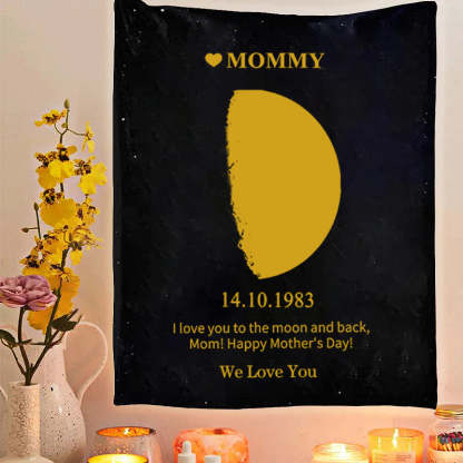 Custom Your Own Moon Phase Blankets Gift for Mom - Mother's Day Gift