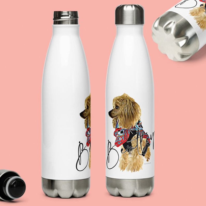 Custom Pet Portrait Water Bottle