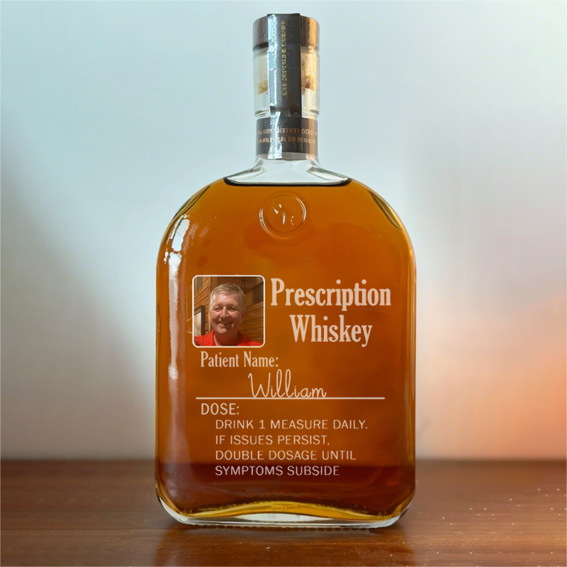 Custom Prescription Whiskey Bottle - Funny Dad' Personalized Gift with Photo & Name