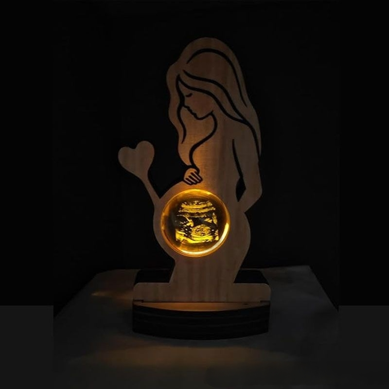 Customized Baby B-Ultrasound Photo 3d Crystal Ball Light Photo Frame Sign, Expecting Mom Gift For Pregnant Friend