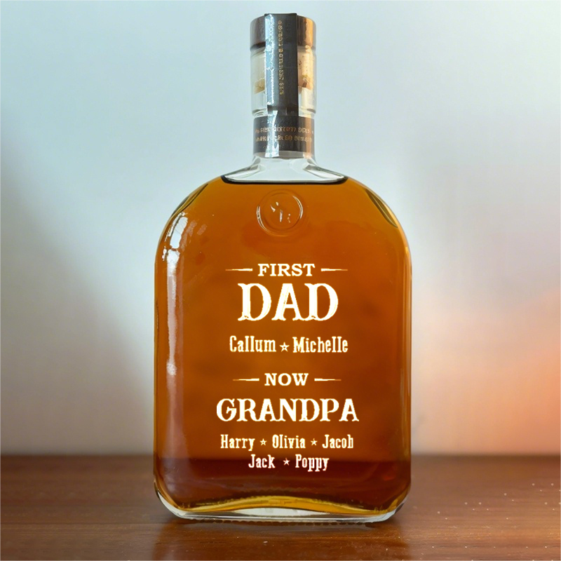Customized Dad Before Grandpa Whiskey Bottle, Father's Day Gift With Child's Name