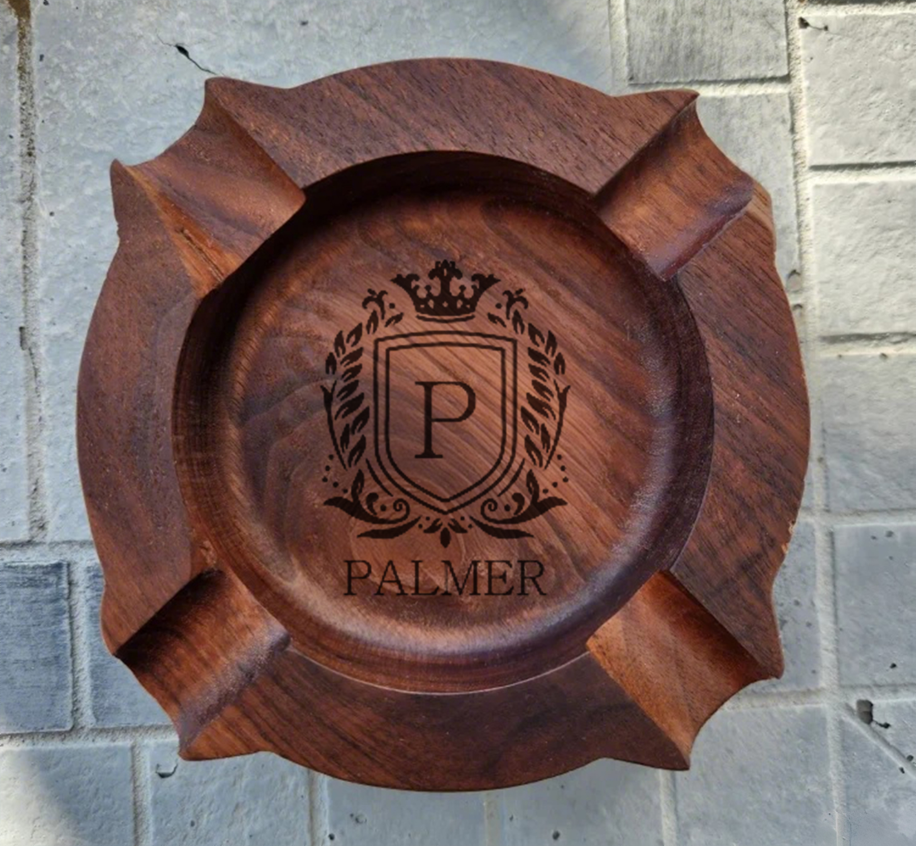 Personalized Name Walnut Cigar Ash Tray