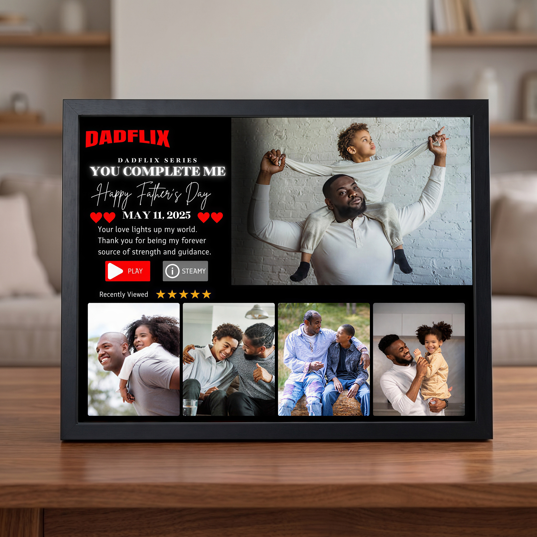 Customized Dadflix Series You Complete Me Movie Photo Frame, The Best Father's Day Gift Ever