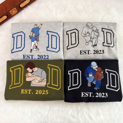 Custom Photo Embroidered Sweatshirt & T-Shirt for DAD, PAPA