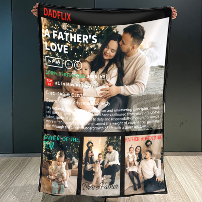 Customized Dadflix Movie Photo Collage Blanket, Father's Day Gift
