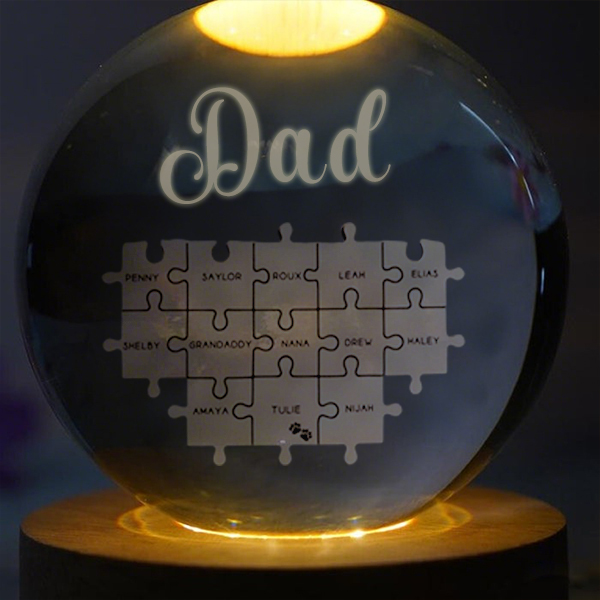 Customized Mom Puzzle Crystal Ball Night Light Mother's Day Gift For Mom