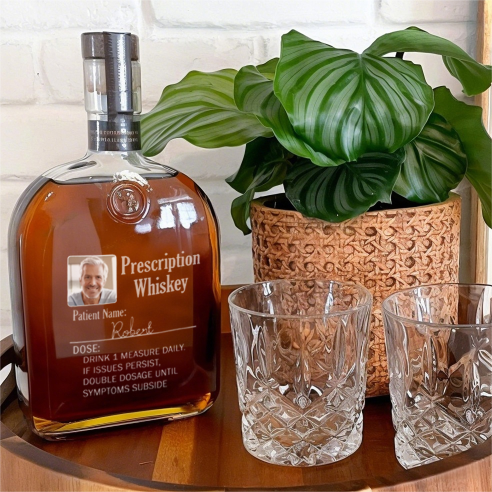 Custom Prescription Whiskey Bottle - Funny Dad' Personalized Gift with Photo & Name