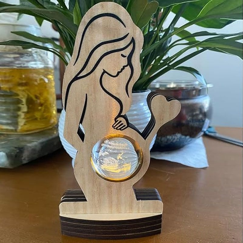 Customized Baby B-Ultrasound Photo 3d Crystal Ball Light Photo Frame Sign, Expecting Mom Gift For Pregnant Friend