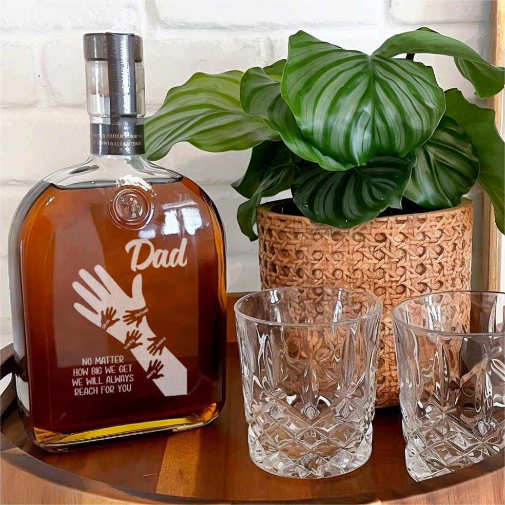Personalized 'dad's Strong Arms' Whiskey Bottle With Kids' Names - Father's Day Gift