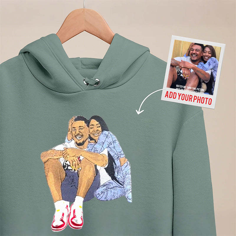 (with facial details) Custom Couple Full Color Embroidered Sweatshirt - 💕 Best Gifts to Lover 💕