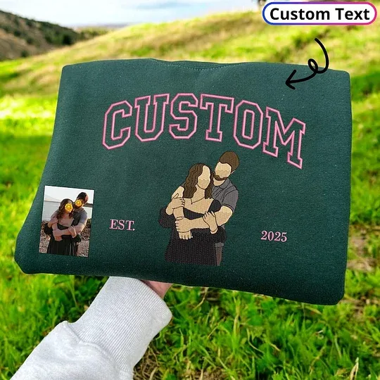 Custom Personalized Embroidered Portrait from Photo Hoodie