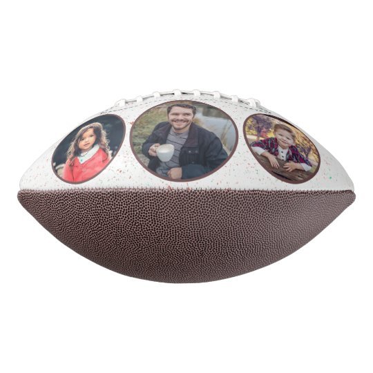 Personalized Photo Custom Text Best Dad 3 Photos Collage Football Rugby Gifts For Football Lovers Father's Day Football Gifts for Dad, Son, Grandpa