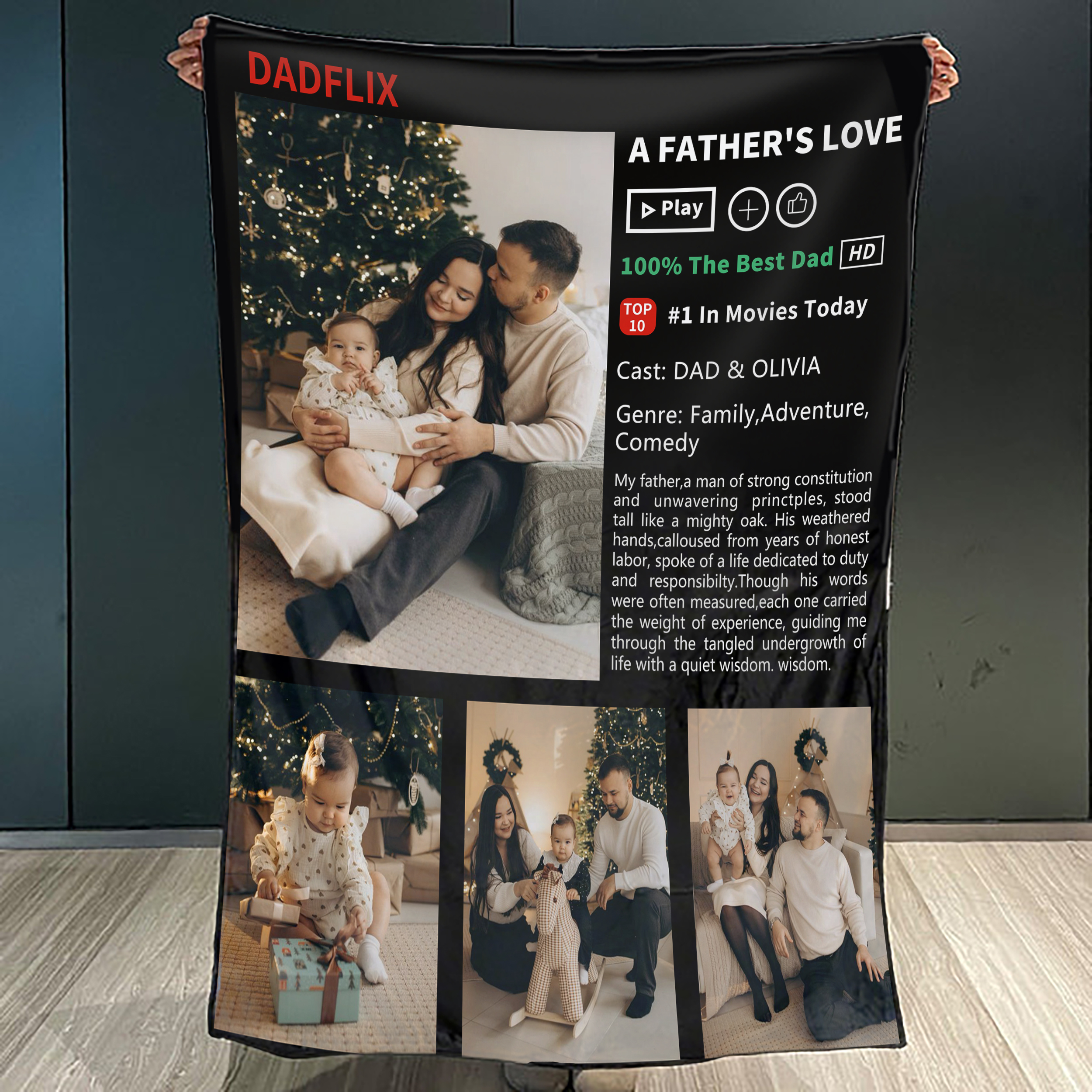 Custom Movie Photo Blanket, Best Dad Father's Day Gift Ever, Dadflix