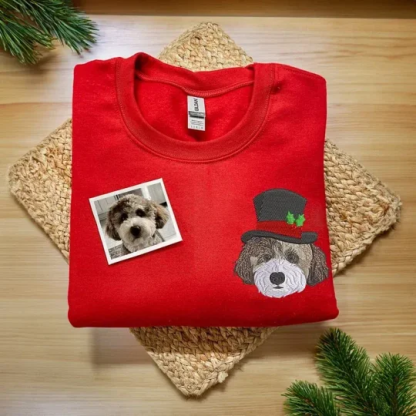 Embroidered Pet Portrait Organic Christmas Jumper Sweatshirt