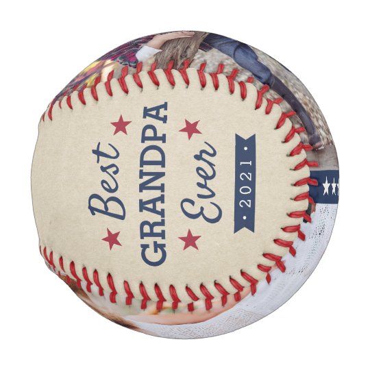 Personalized Best Grandpa Ever Photo Baseball Emblem Design Baseball For Father's Day Baseball Gifts For Dad