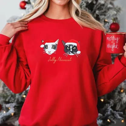 Custom Embroidered Pet Portrait Christmas Sweatshirt Hoodie T-shirt Christmas Gift