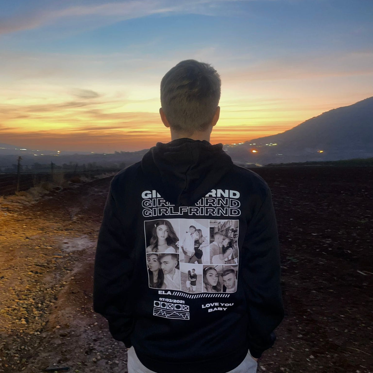 Personalized Couple's Black And White Photo Hoodies