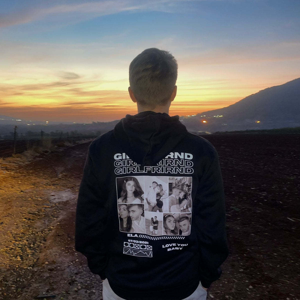 Personalized Couple's Black And White Photo Hoodies