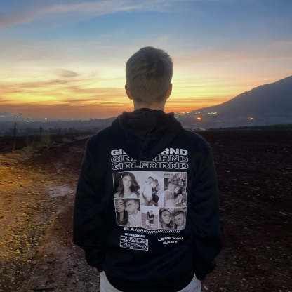 Personalized Couple's Black And White Photo Hoodies