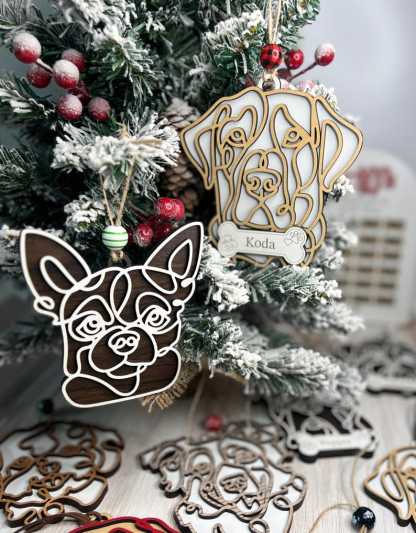 Personalized Line Drawing Pet Portrait Christmas Ornament