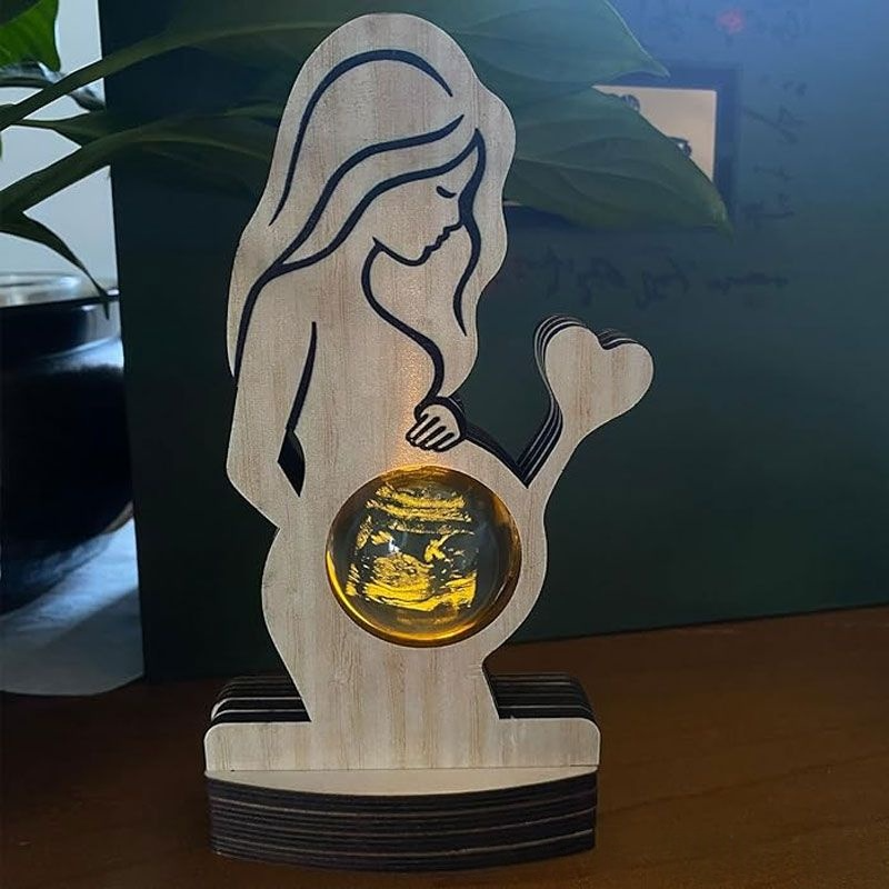 Customized Baby B-Ultrasound Photo 3d Crystal Ball Light Photo Frame Sign, Expecting Mom Gift For Pregnant Friend