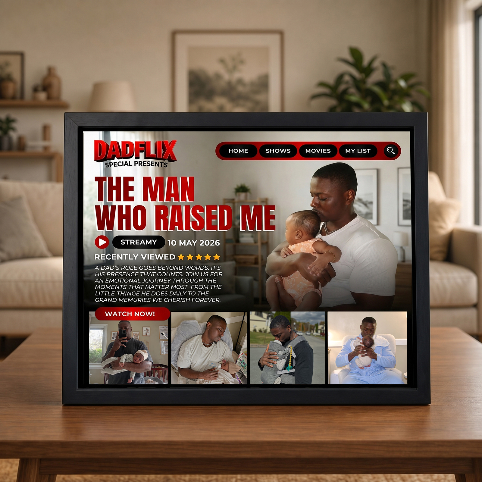 The Man Who Raised Me– Custom Photo Dadflix Movie Frame for Father’s Day