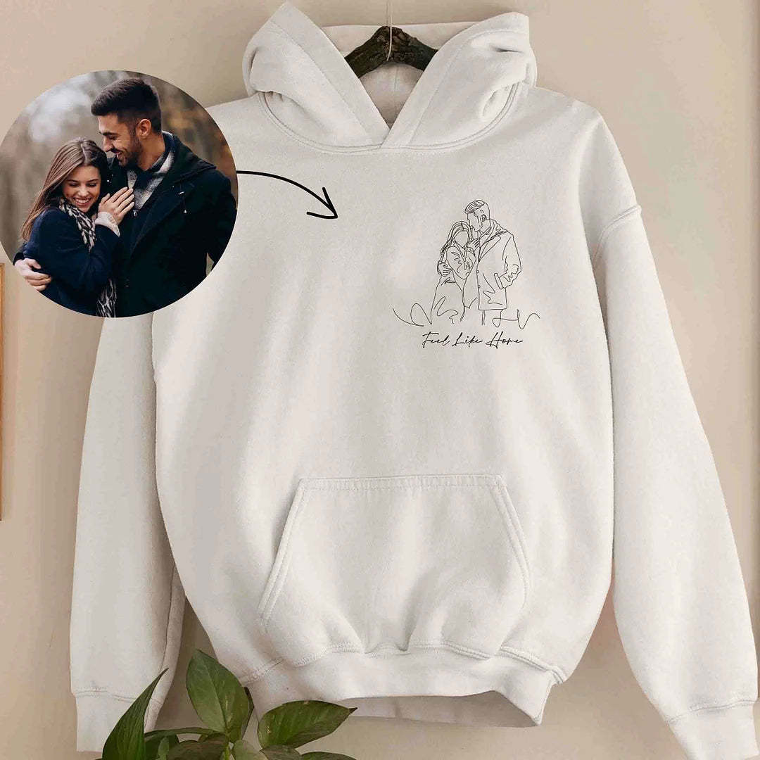 Custom Embroidered Sweatshirt Portrait Couple Family Gift (2 for Couples Free Shipping)